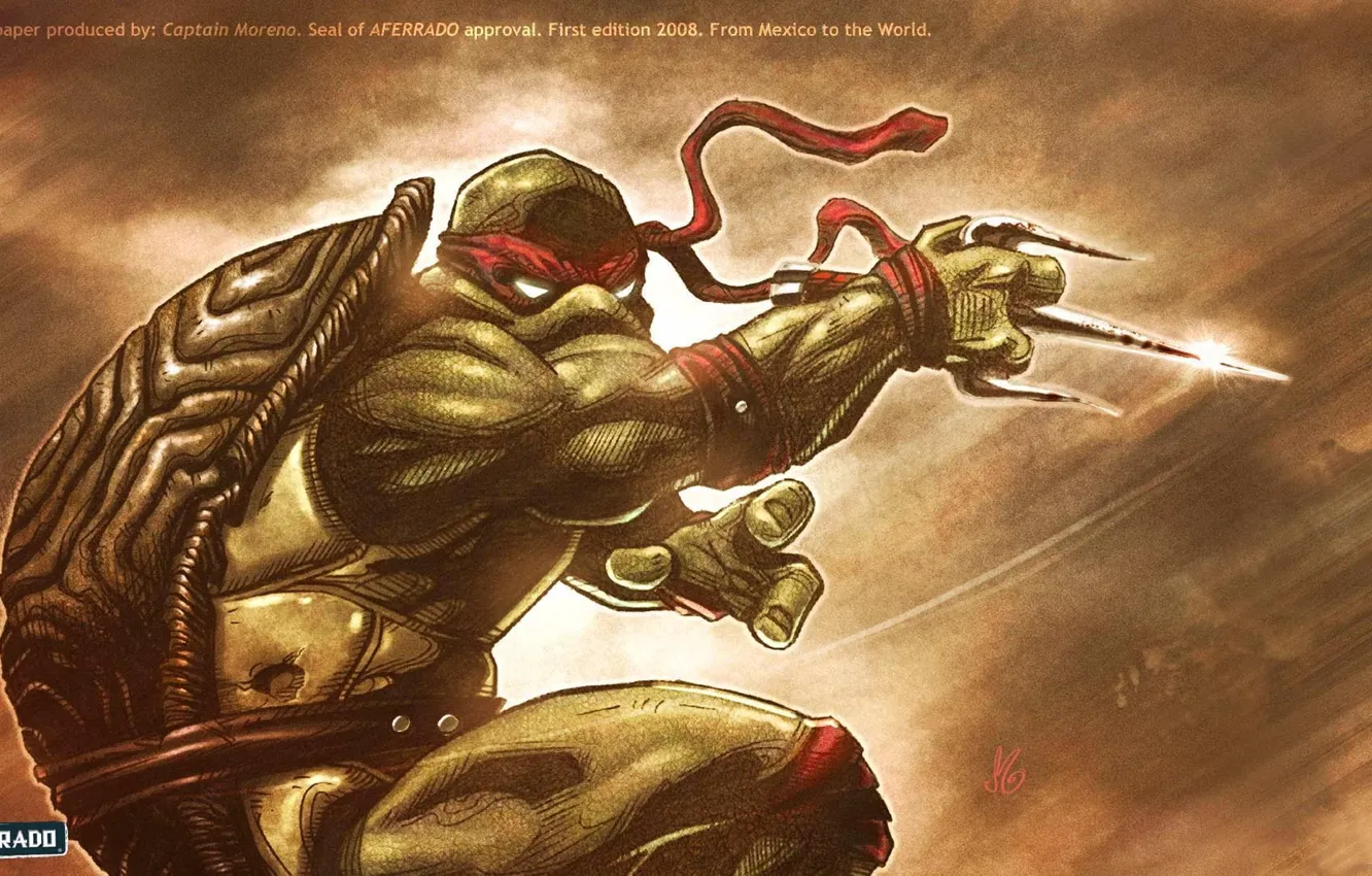 Фото обои черепаха, ярость, TMNT, Raphael
