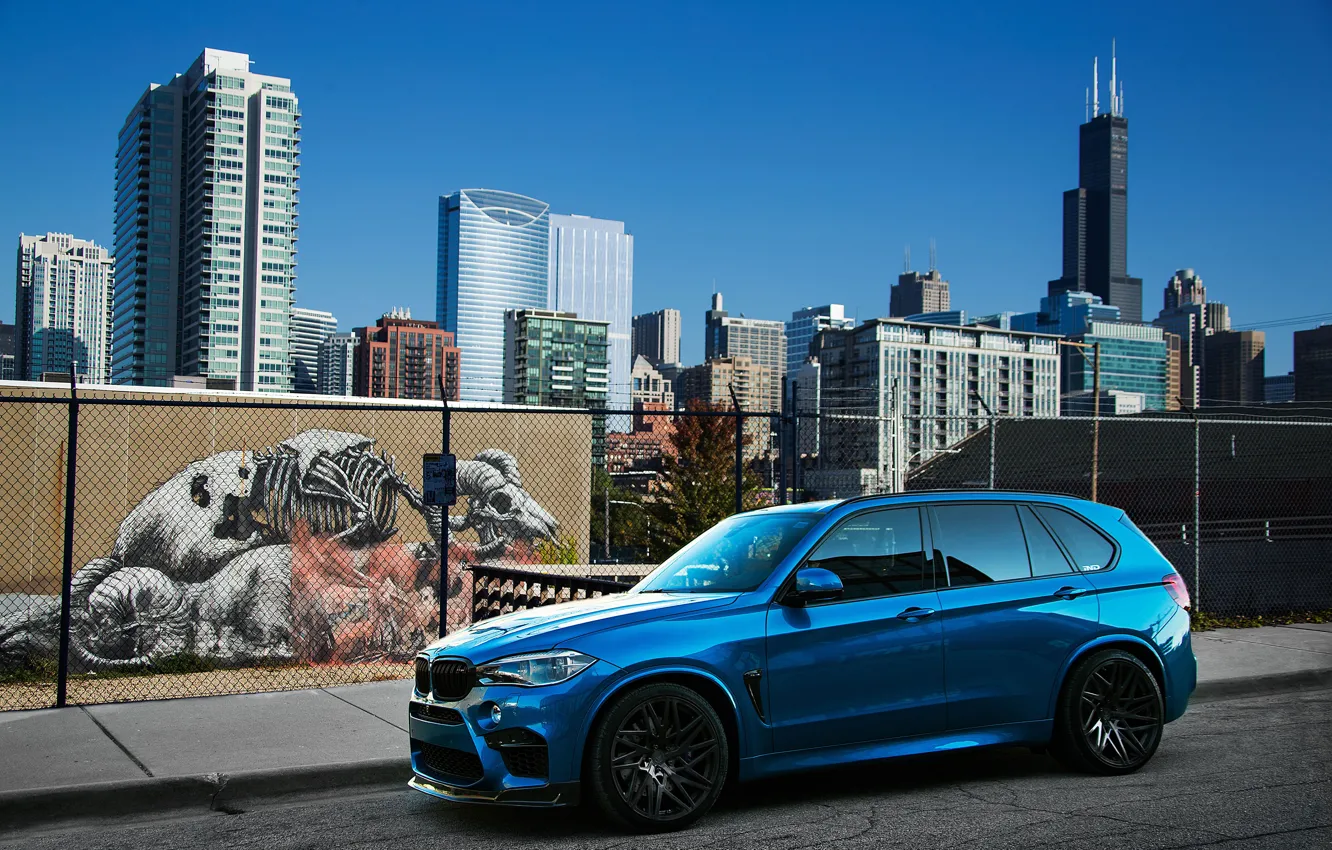 Фото обои BMW, Голубой, Автомобиль, IND, Металлик, 2015-16, X5, M