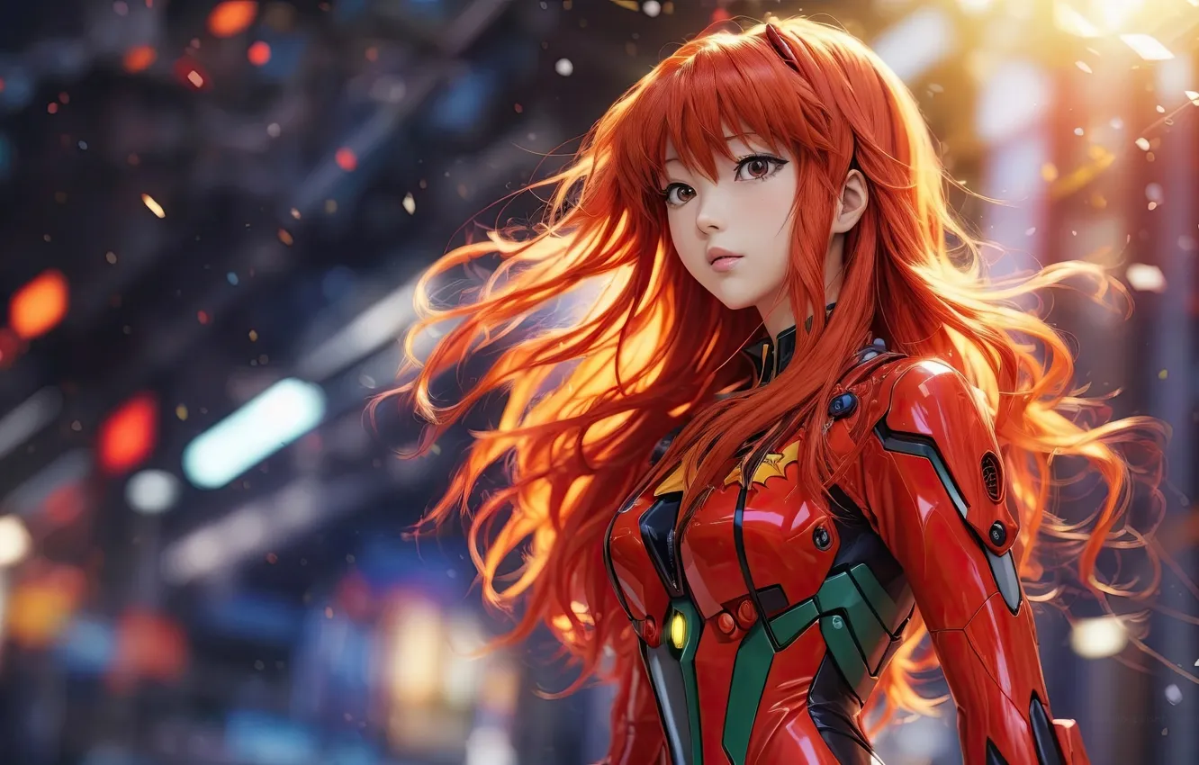 Фото обои girl, red hair, anime, cyberpunk