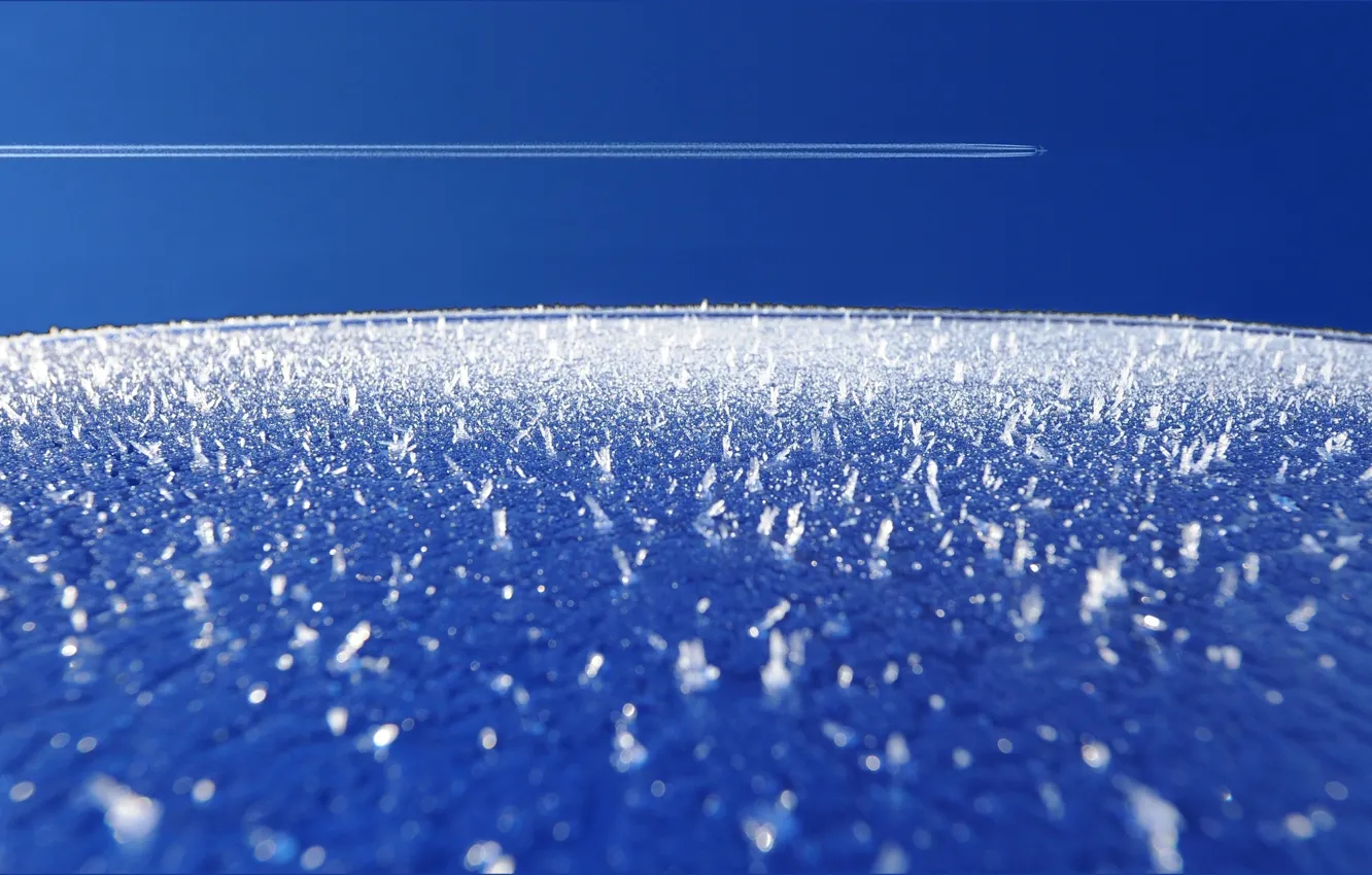 Фото обои снег, след, кристаллы, самолёт, snow, jet, crystals, trace