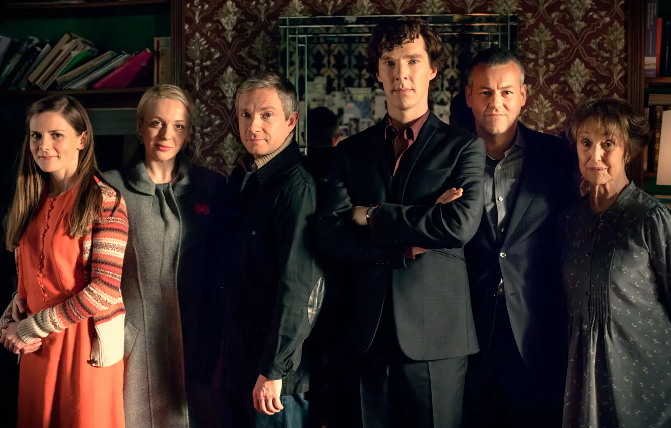 Фото обои Martin Freeman, Benedict Cumberbatch, Sherlock, Шерлок, John Watson, Sherlock Holmes, и другие, многосерийный художественный фильм