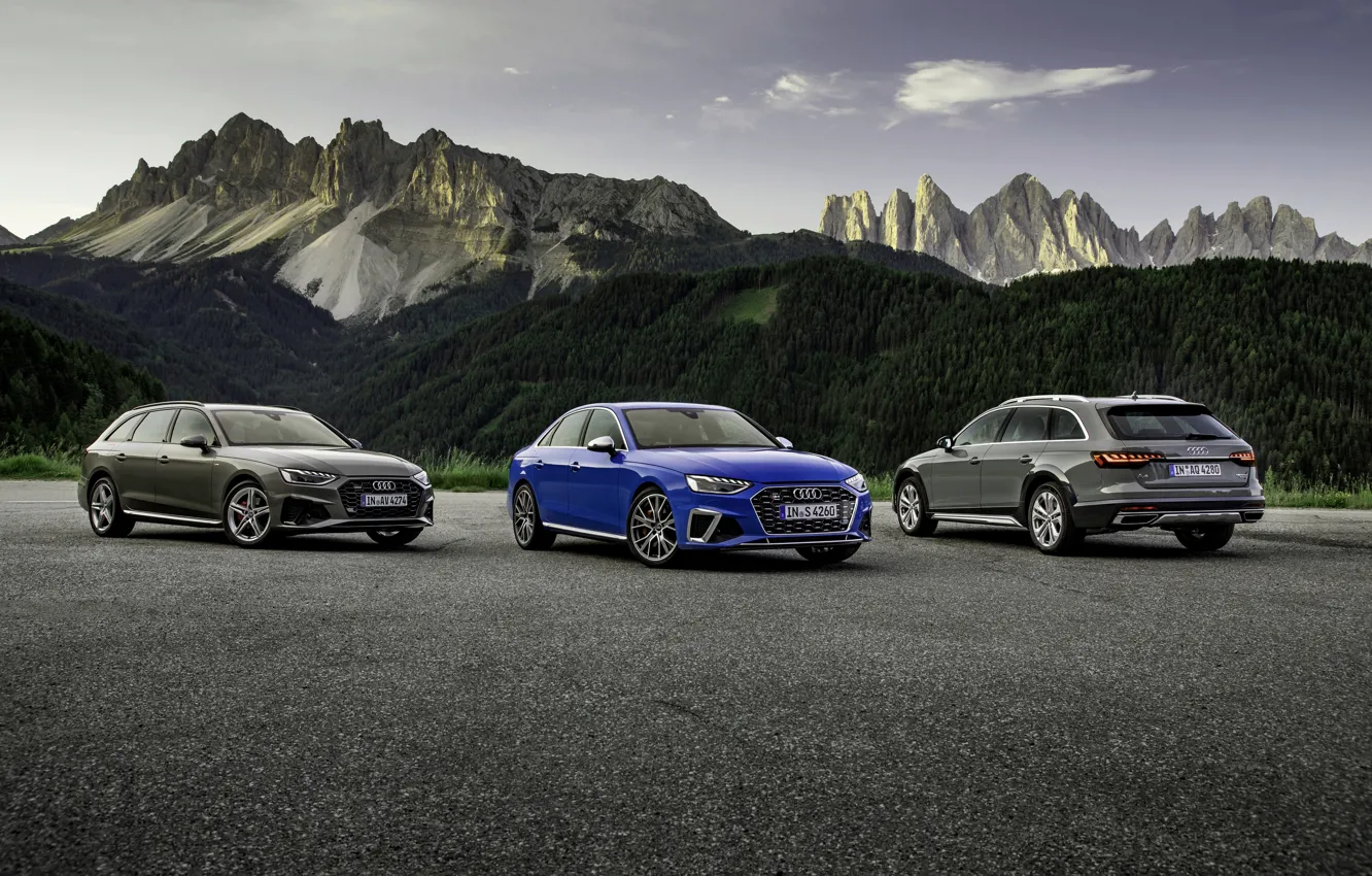 Фото обои горы, Audi, седан, S4, A4, 2019, универсалы, A4 Avant