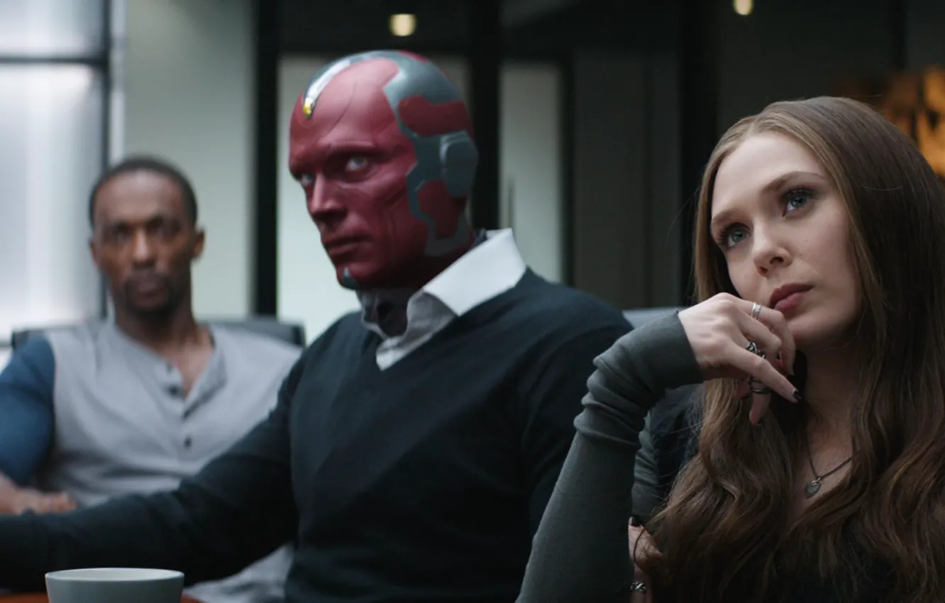 Фото обои Vision, Marvel, Scarlet Witch, Алая ведьма, Wanda Maximoff, Вижн, Виктор Шейд, Victor Shade