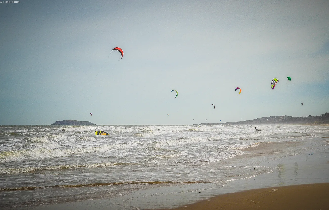 Фото обои море, волны, пляж, лето, океан, ветер, отдых, серфинг