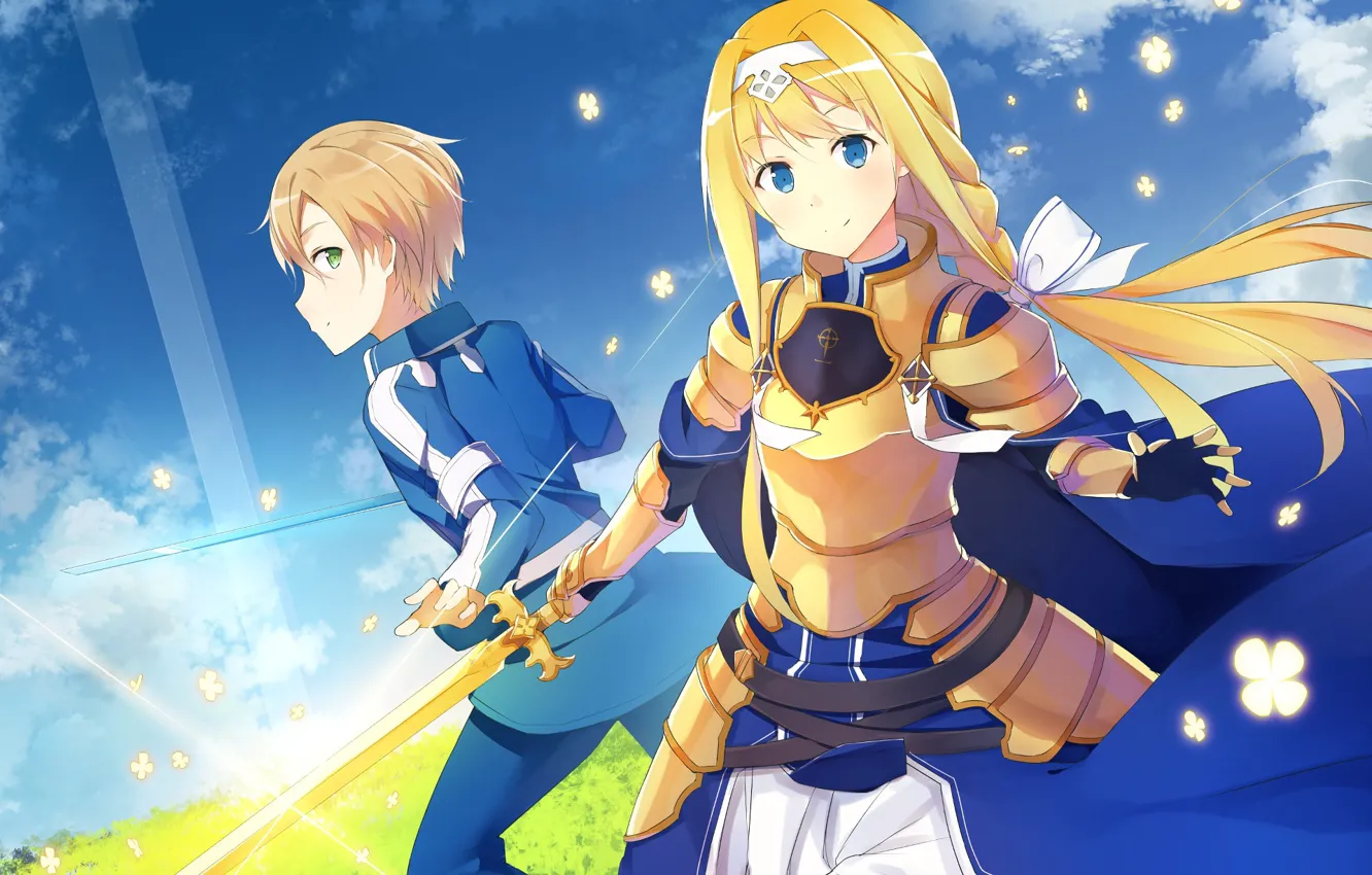 Фото обои anime, japanese, Sword Art Online, SAO, bishojo, Alice Synthesis Thirty, Eugeo, Alice Zuberg