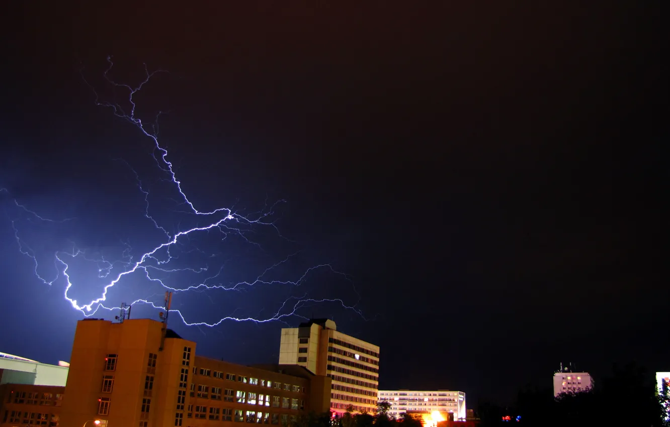 Фото обои storm, night, flash, Czech Republic, Pardubice