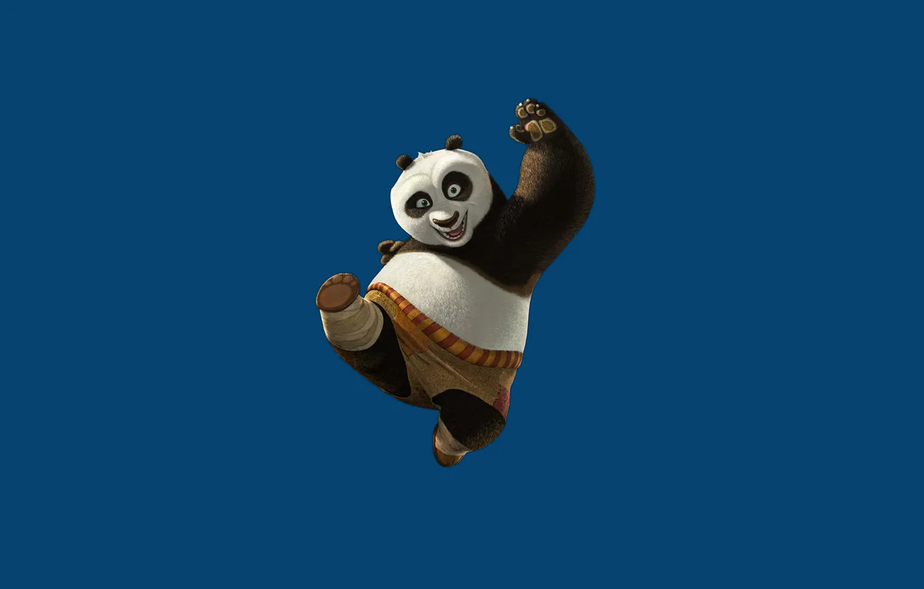 Фото обои синий фон, Kung Fu Panda, Кунг-фу Панда
