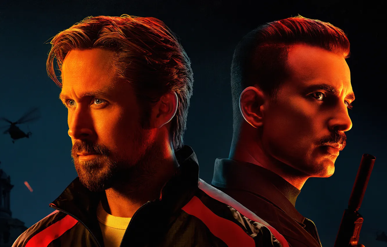 Фото обои боевик, постер, Крис Эванс, Chris Evans, Ryan Gosling, Райан Гослинг, The Gray Man, Серый человек