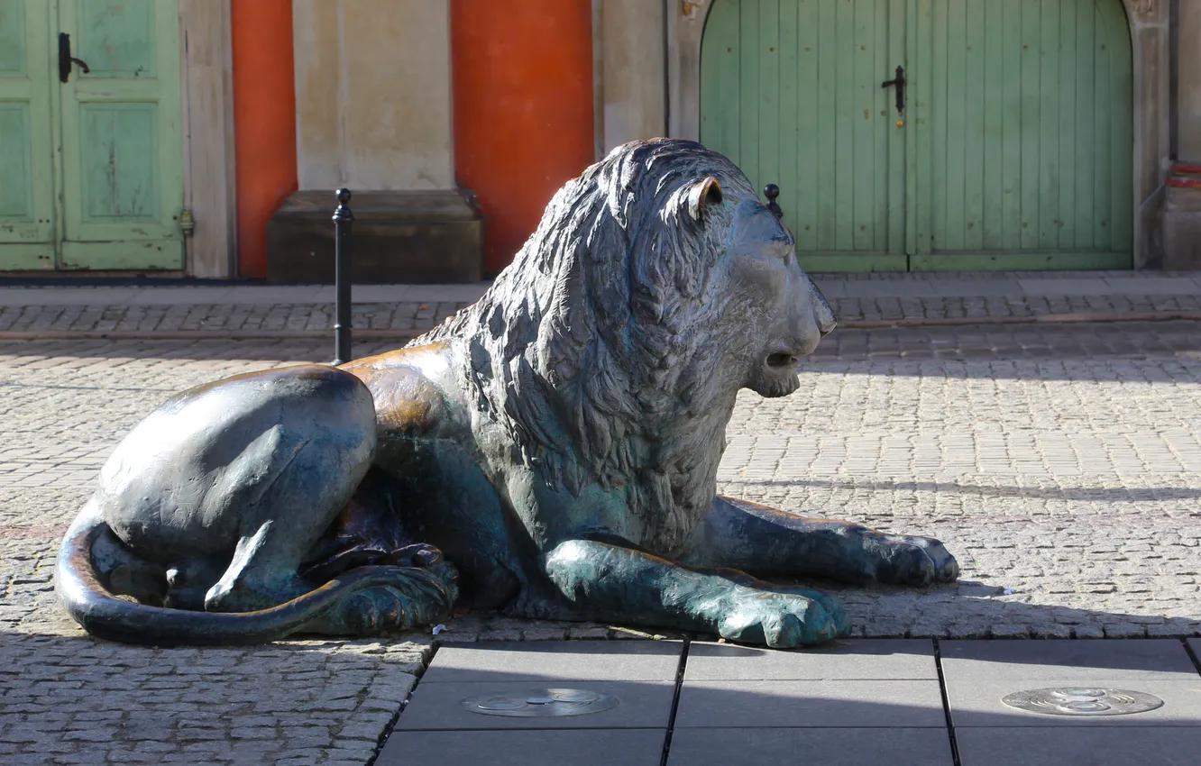 Фото обои city, lion, statua, monument