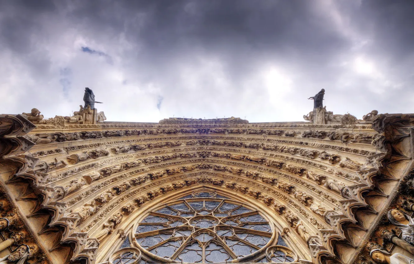 Фото обои небо, храм, архитектура, фрагмент, Kathedrale Notre-Dame