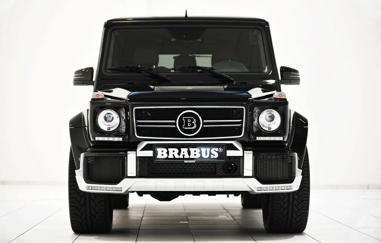 Фото обои Mercedes-Benz, Черный, Мерседес, Лого, Brabus, G63, Передок, Брабус