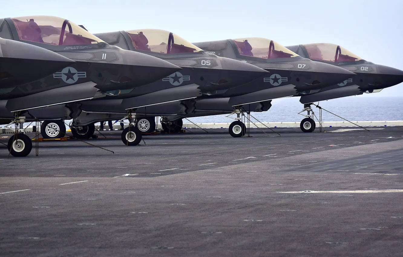 Фото обои палуба, Истребители, F-35B