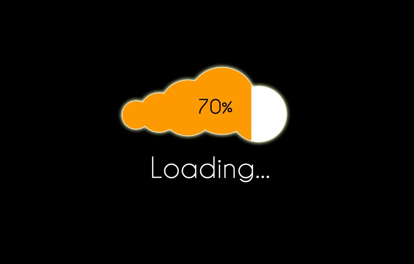 Фото обои minimalism, computer, cloud, Loading, digital art, artwork, black background, simple background