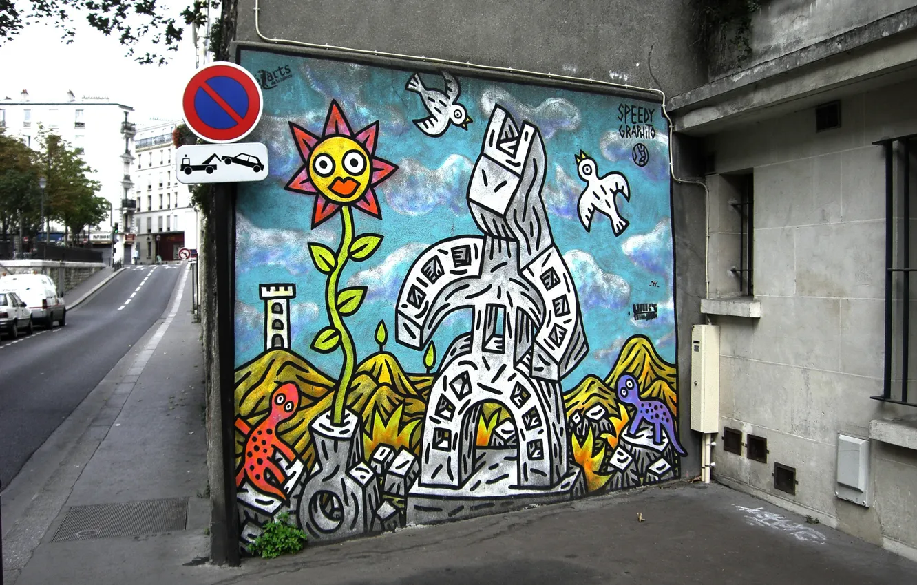 Фото обои граффити, Франция, Париж, стрит-арт