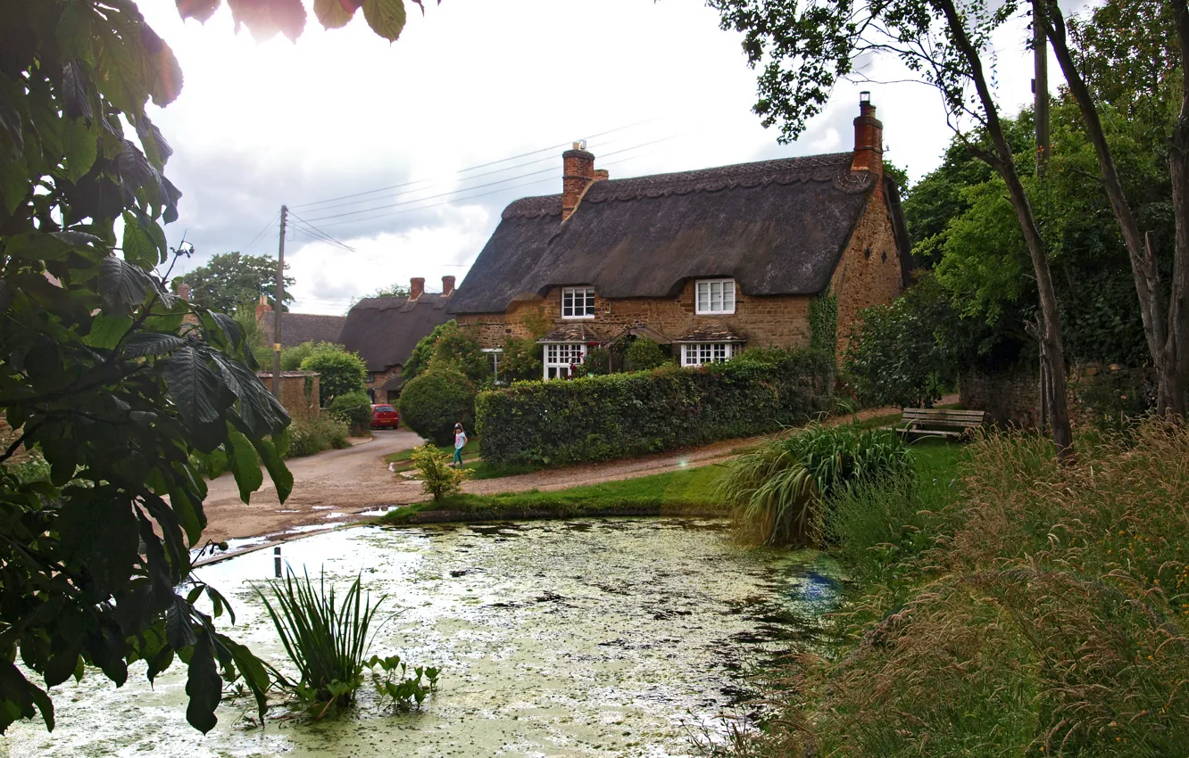 Фото обои город, фото, улица, дома, Великобритания, Sibford Gower Oxfordshire