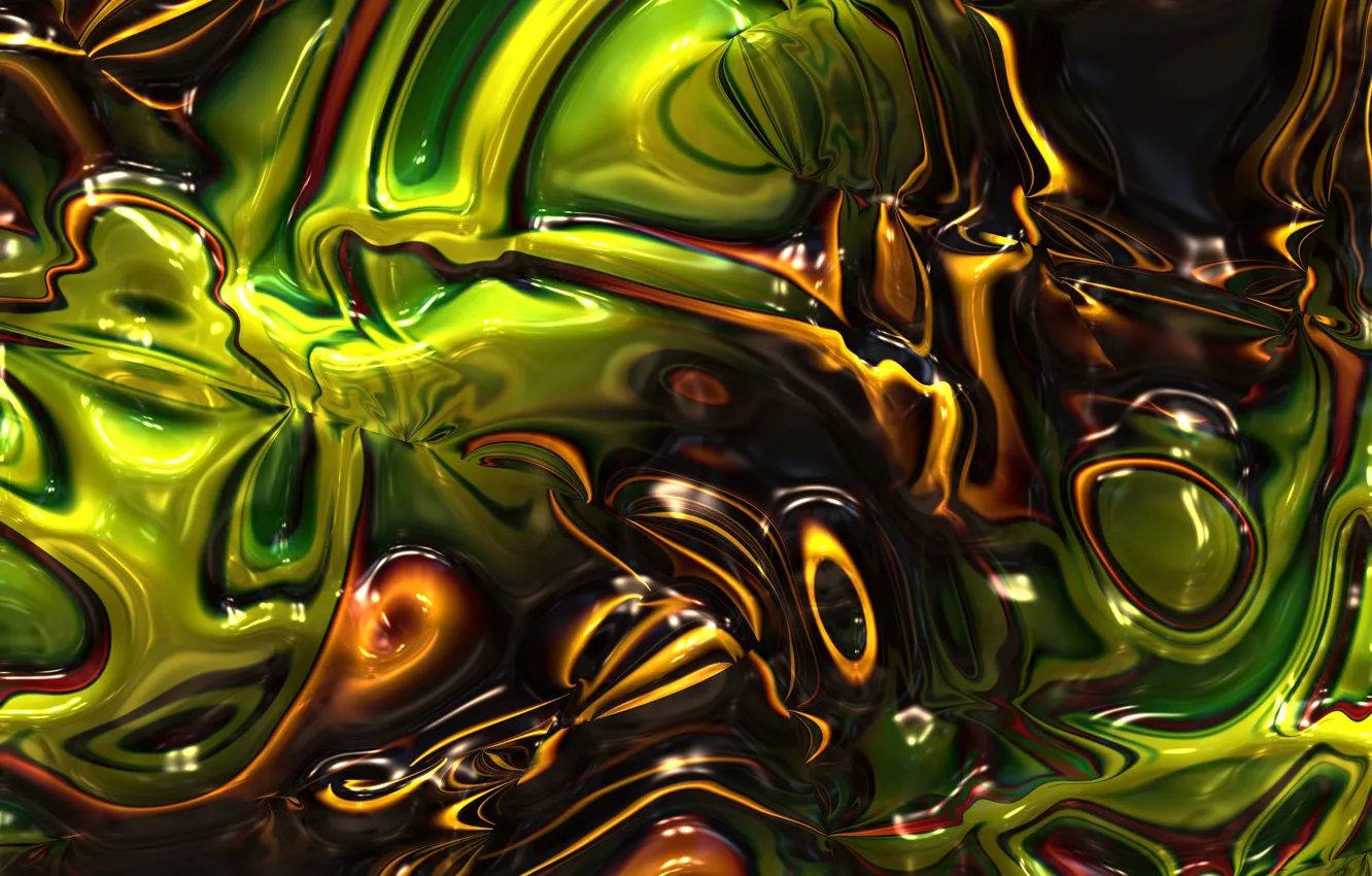 Фото обои абстракция, зеленый, коричневый, плазма, плавление, диффузия, перемешивание