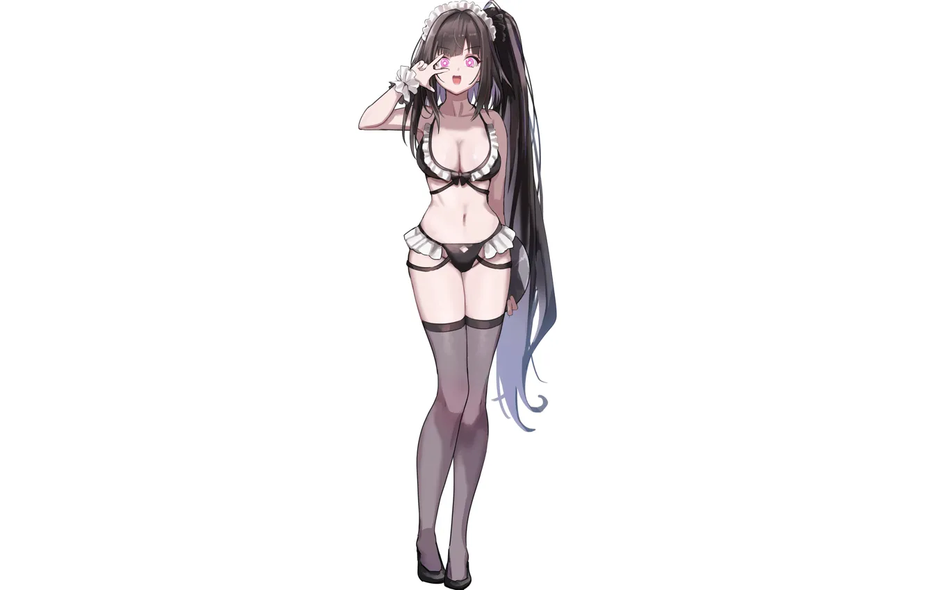 Фото обои girl, sexy, lingerie, pantsu, bra, cleavage, panties, thighhighs