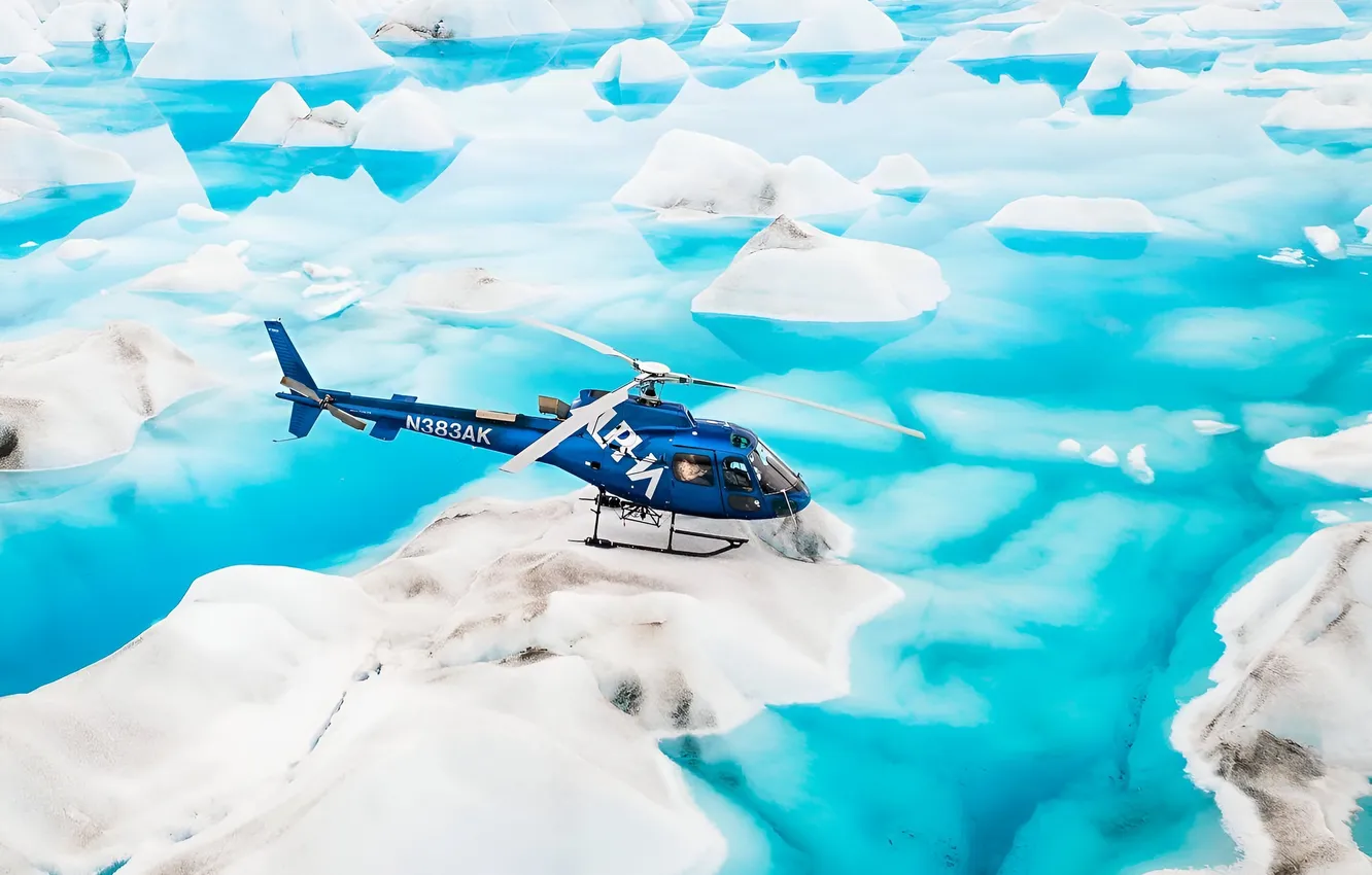 Фото обои ice, water, helicopter