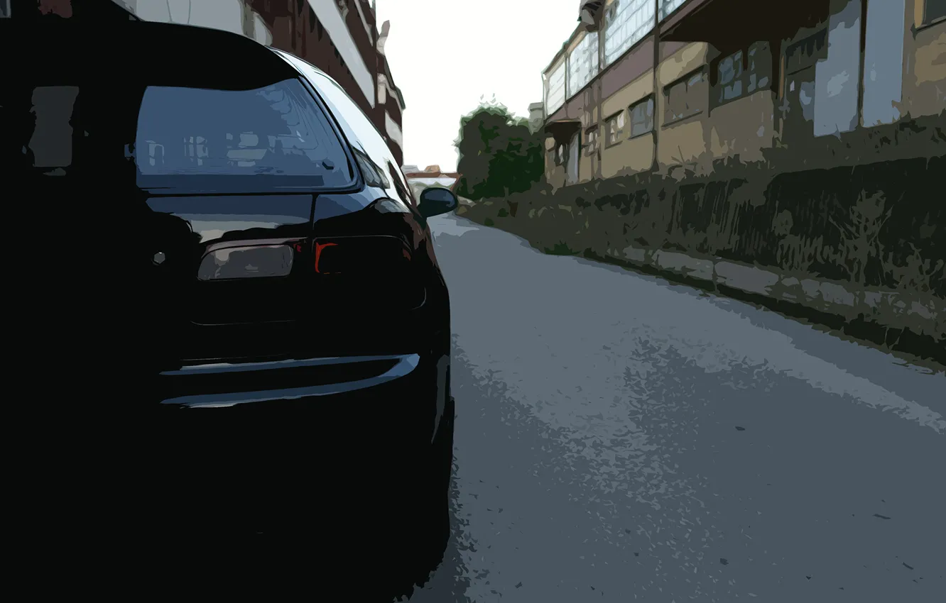 Фото обои car, light, honda, black, civic, tail, rear, gen