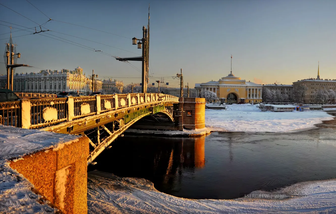 Фото обои Адмиралтейство, дворцовый мост, Serg-Sergeew, зимний дворец, санкт-петербург