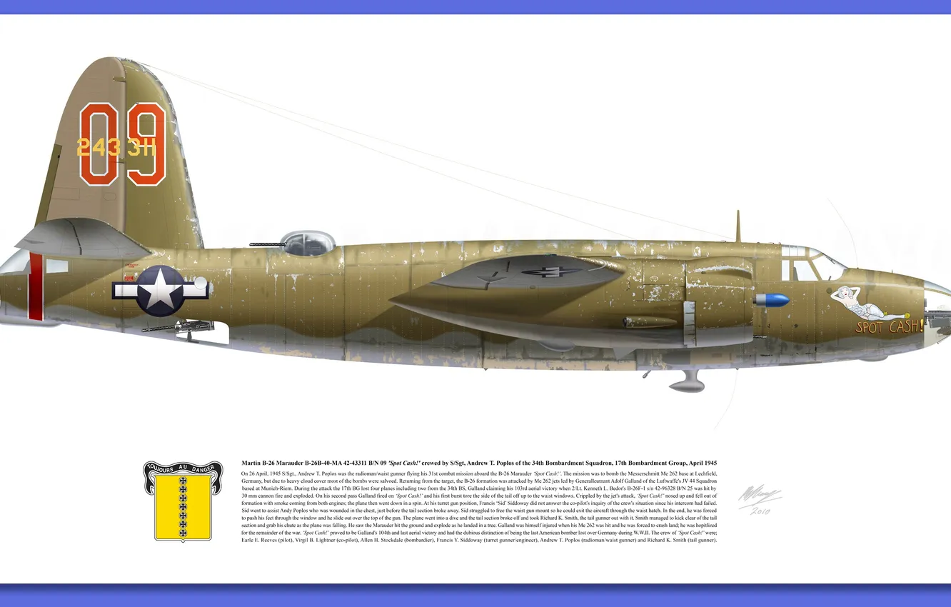 Фото обои military, B-26 Marauder, Aircraft illustration