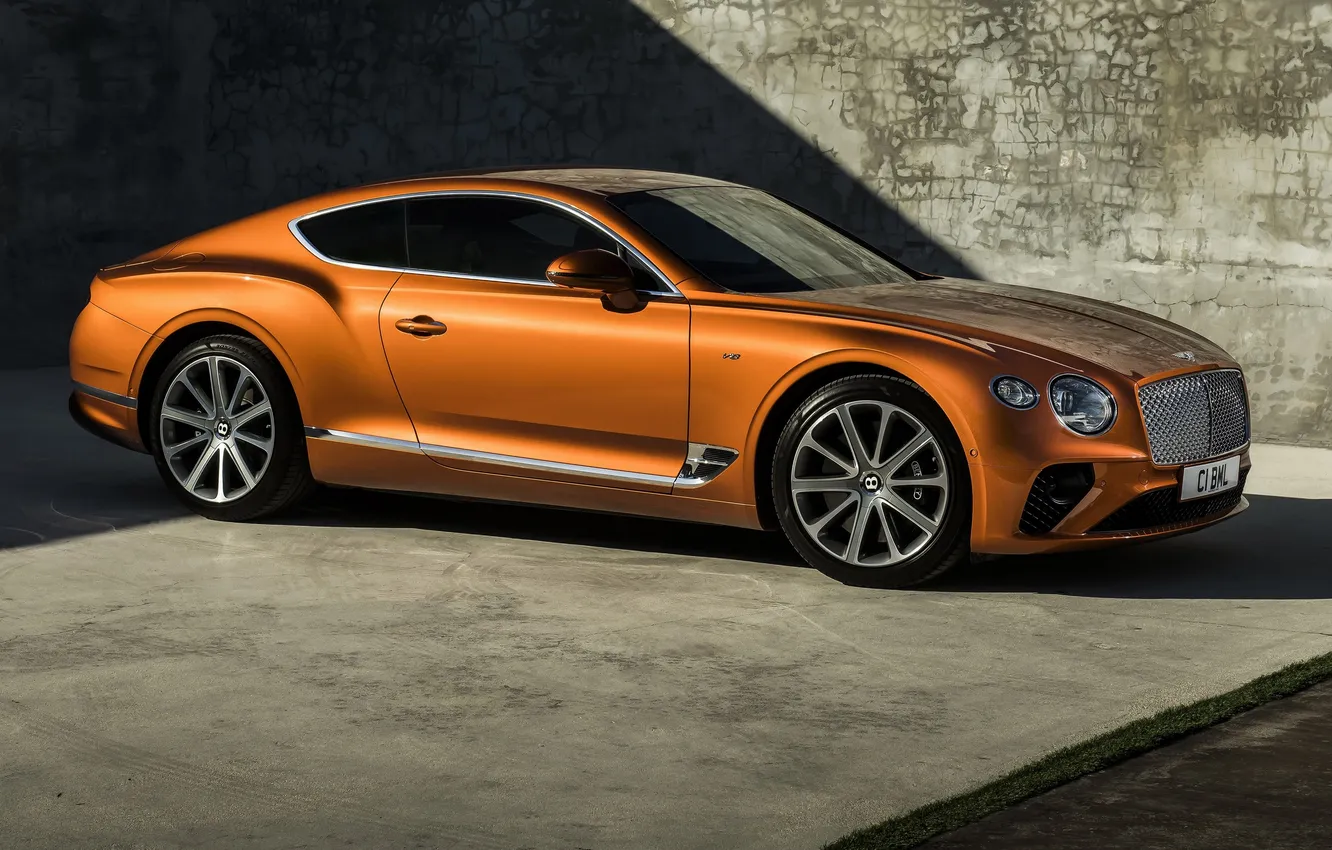 Фото обои car, continental, bentley, orange