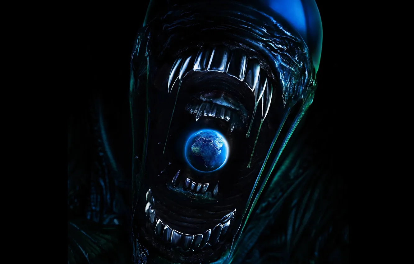 Фото обои Чужой, Зубы, Пасть, США, Ужас, Научная фантастика, 2025, Alien: Earth
