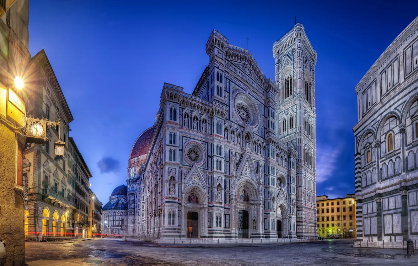 Фото обои twilight, Italy, Florence Cathedral, Santissima Maria del Fiore