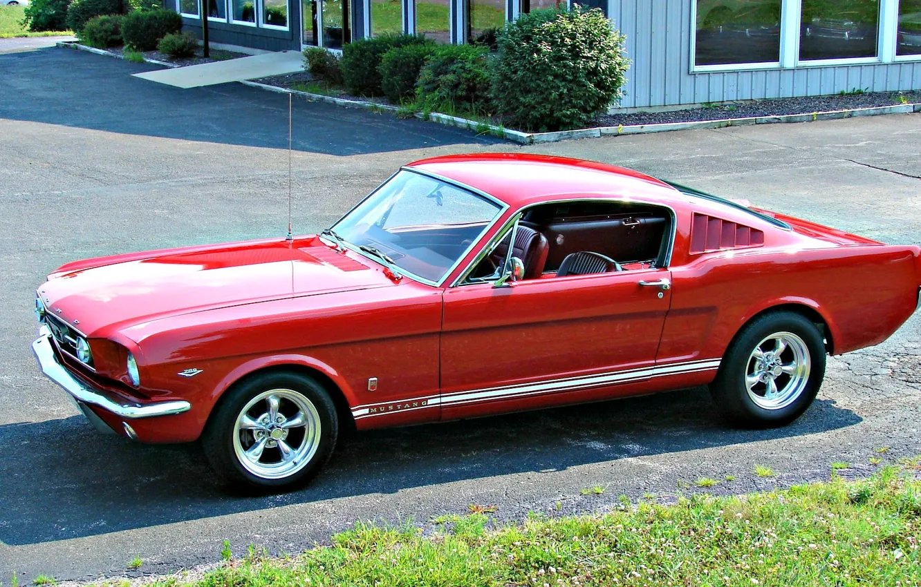 Фото обои Mustang, Ford, Мустанг, red, USA, Ford Mustang, 1966, Muscle car