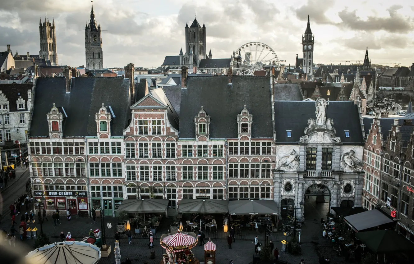 Фото обои здания, Бельгия, архитектура, Гент