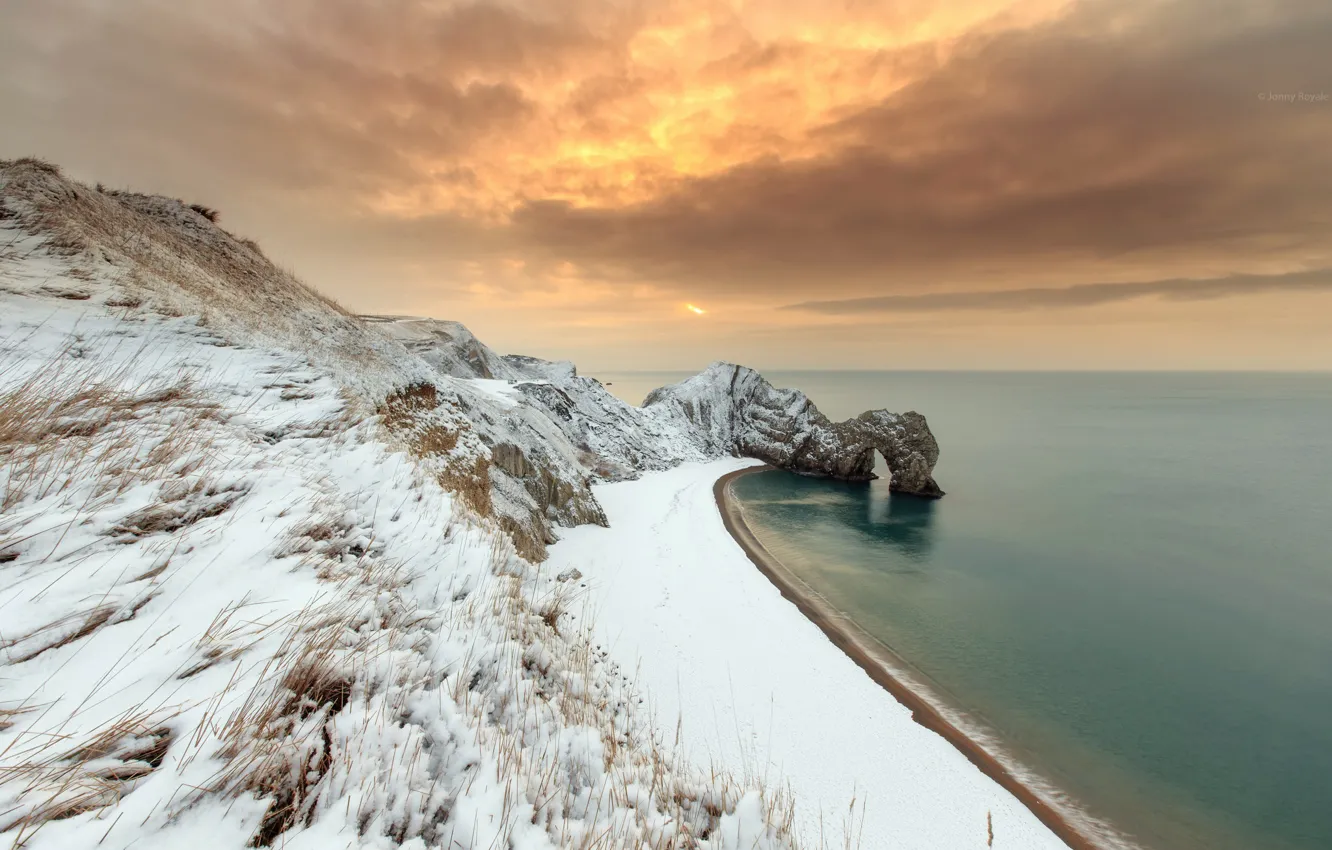 Фото обои зима, море, скалы
