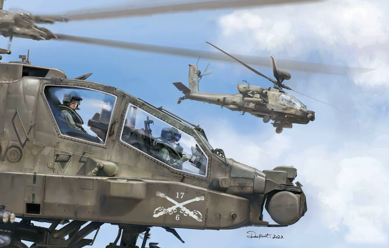 Фото обои США, ударный вертолет, Boeing AH-64 Apache, Ju Hesong, AH-64D Apache Longbow Block II Attack Helicopter