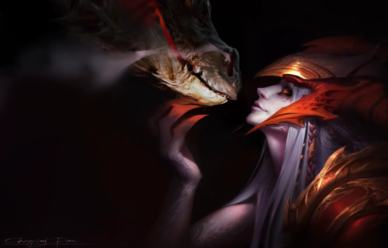 Фото обои женщина, чудовище, Shyvana