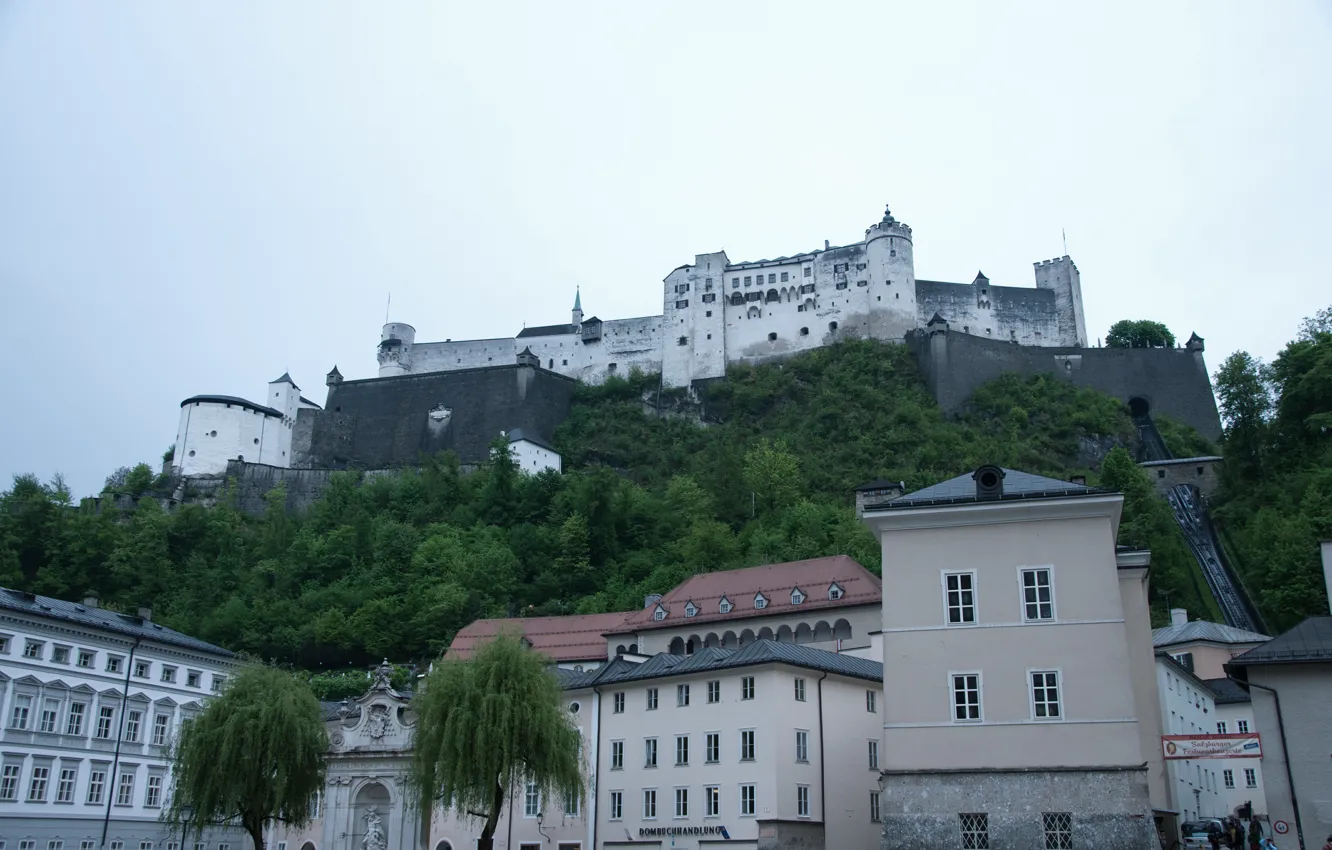 Фото обои Дома, Австрия, Замок, Здания, Castle, Austria, Salzburg, Зальцбург