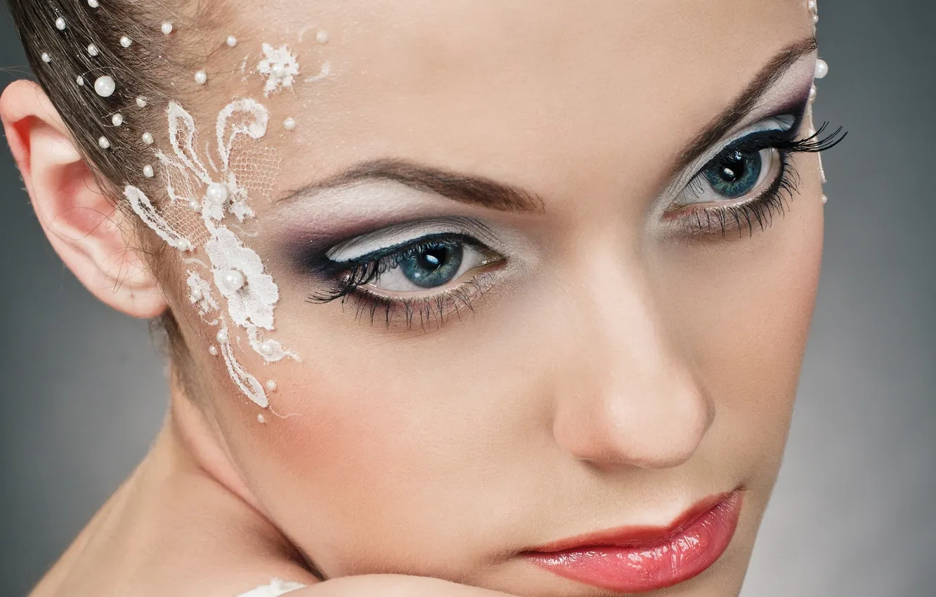 Фото обои глаза, макро, лицо, Девушка, макияж, make-up