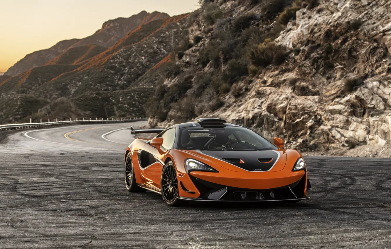 Фото обои дорога, горы, McLaren, спорткар, спортивный автомобиль, McLaren 620R