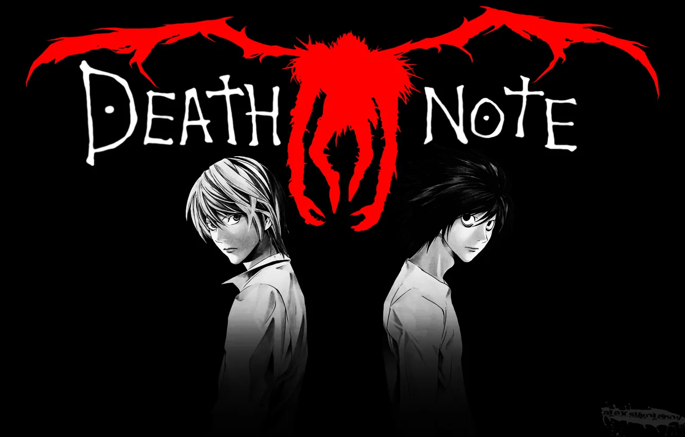 Фото обои Light, Death Note, Лайт, Тетрадь смерти, Anime, Рюк, Ryuk