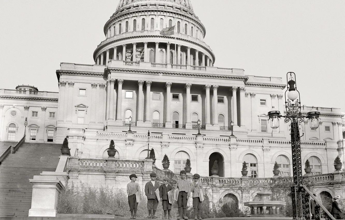 Фото обои ретро, Вашингтон, США, Капитолий, конгресс, 1912-й год
