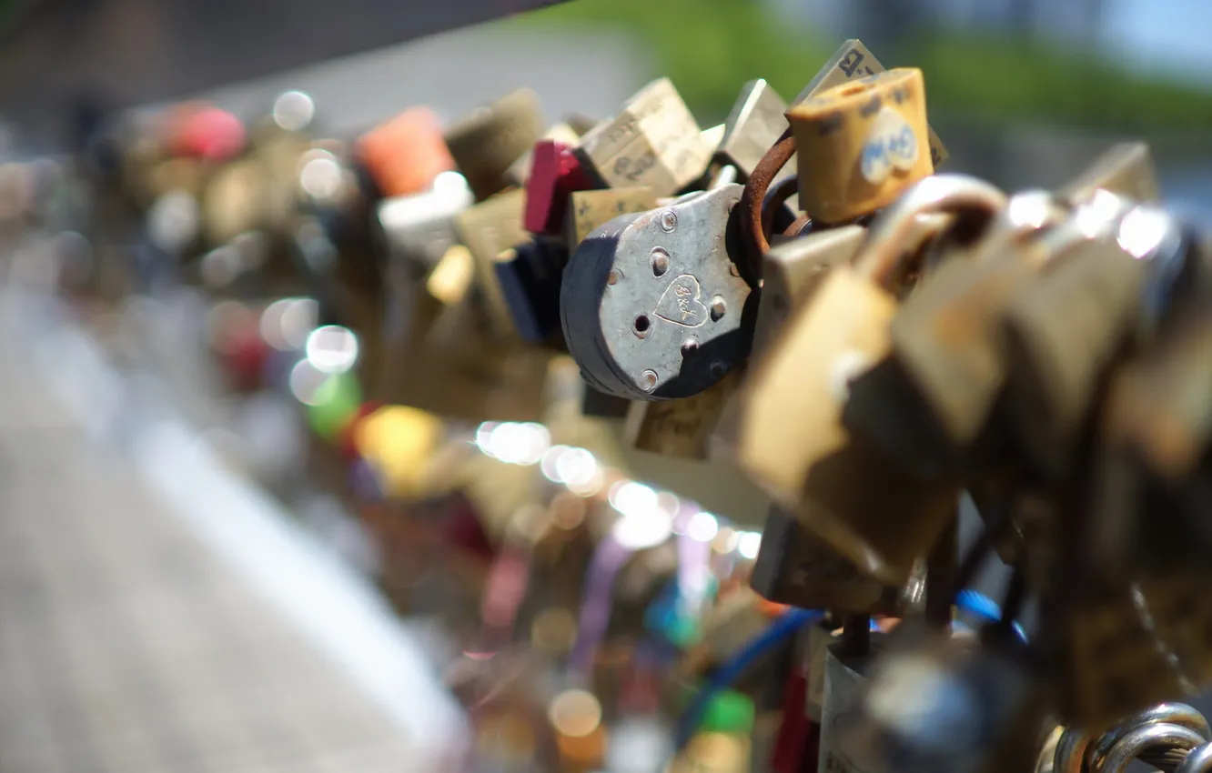 Фото обои макро, фон, love locks