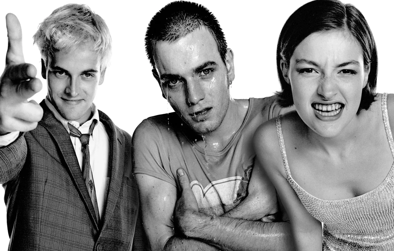 Фото обои Ewan McGregor, 1995, Trainspotting, Diane, Jonny Lee Miller, Kelly Macdonald, Sick Boy, Renton