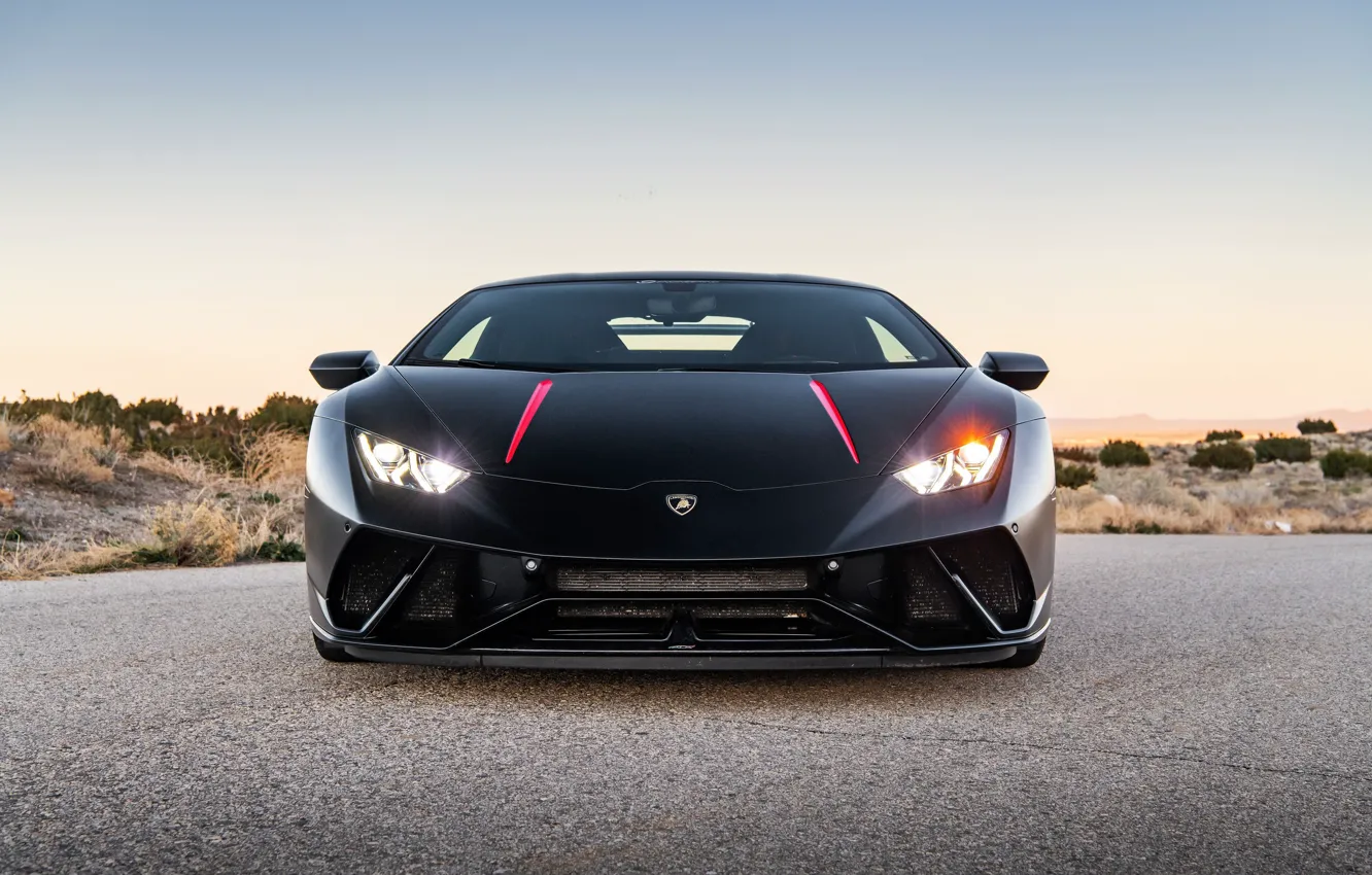 Фото обои закат, вечер, Lamborghini, вид спереди, Performante, Huracan, 2020, VF Engineering