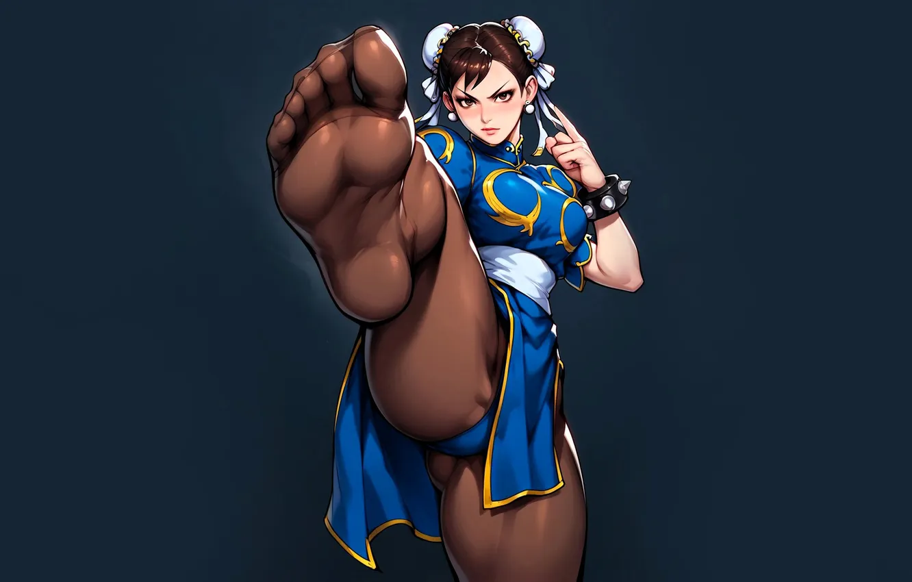 Фото обои девушка, костюм, удар, нога, Street Fighter