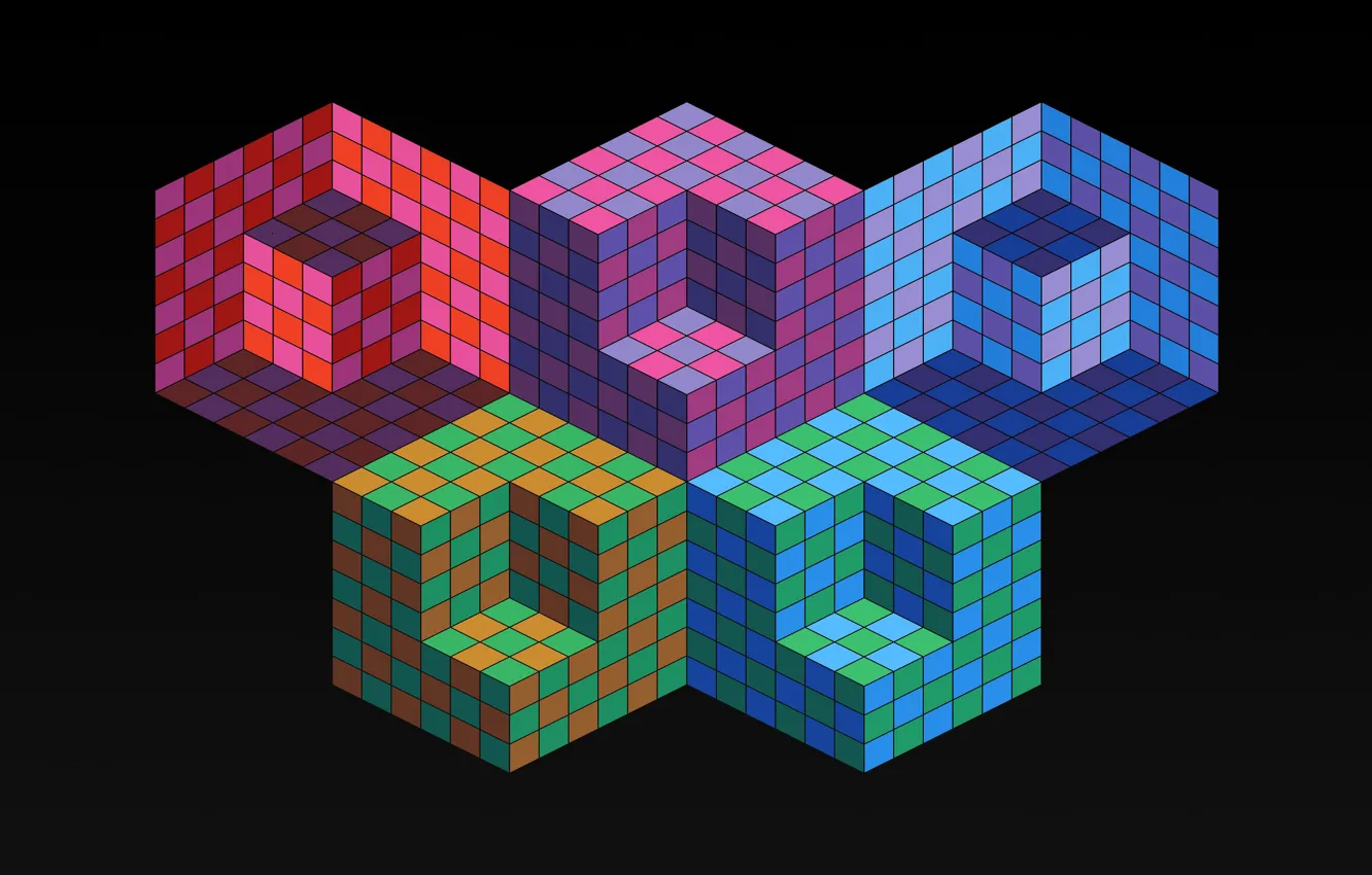Фото обои цвет, олимпиада, кубик, куб, объем, ромб