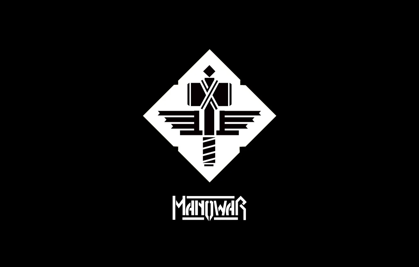 Фото обои logo, minimalism, heavy metal, hammer, manowar
