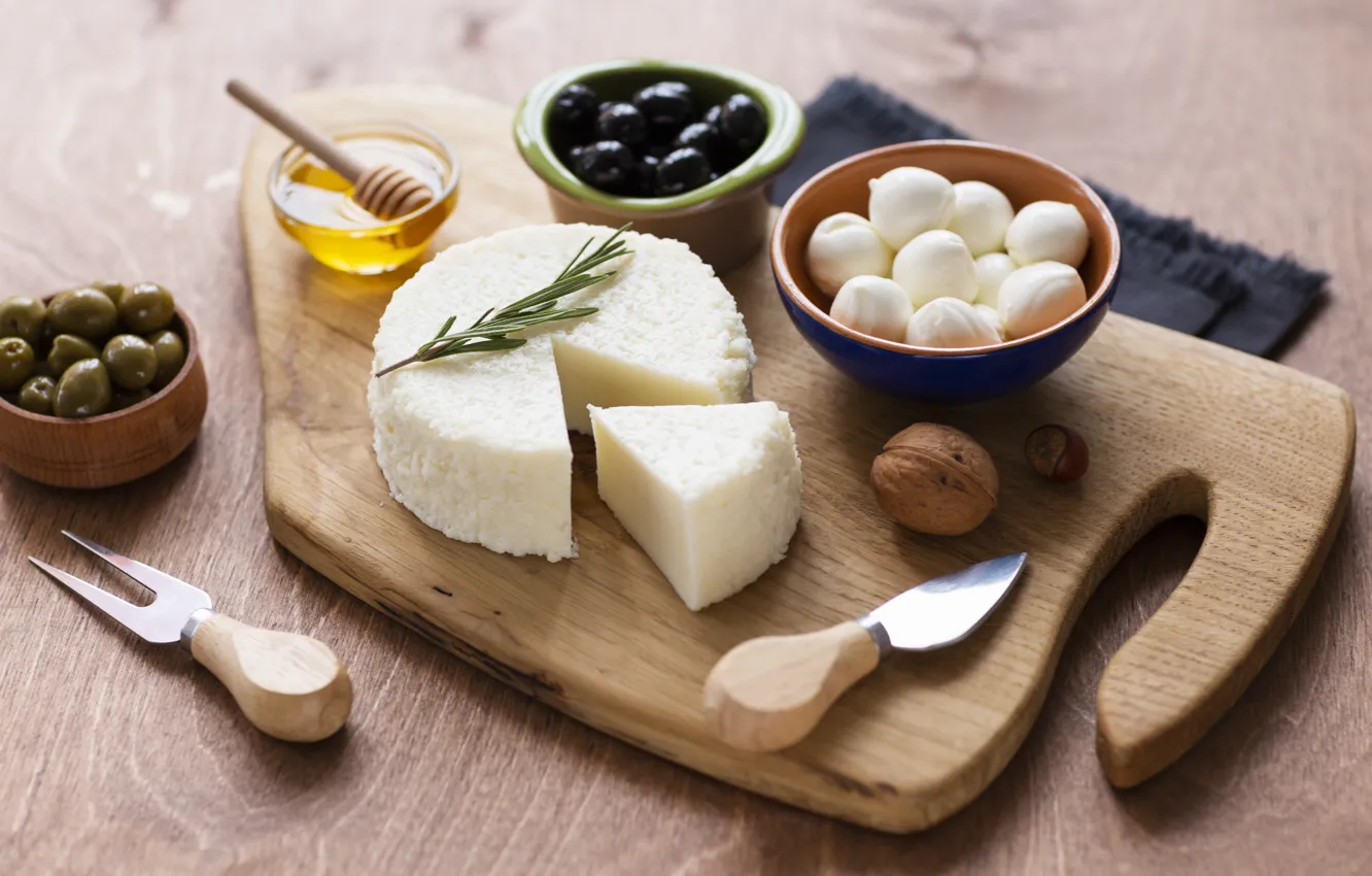 Фото обои сыр, орехи, мёд, оливки, маслины, розмарин, дор блю, Cheese