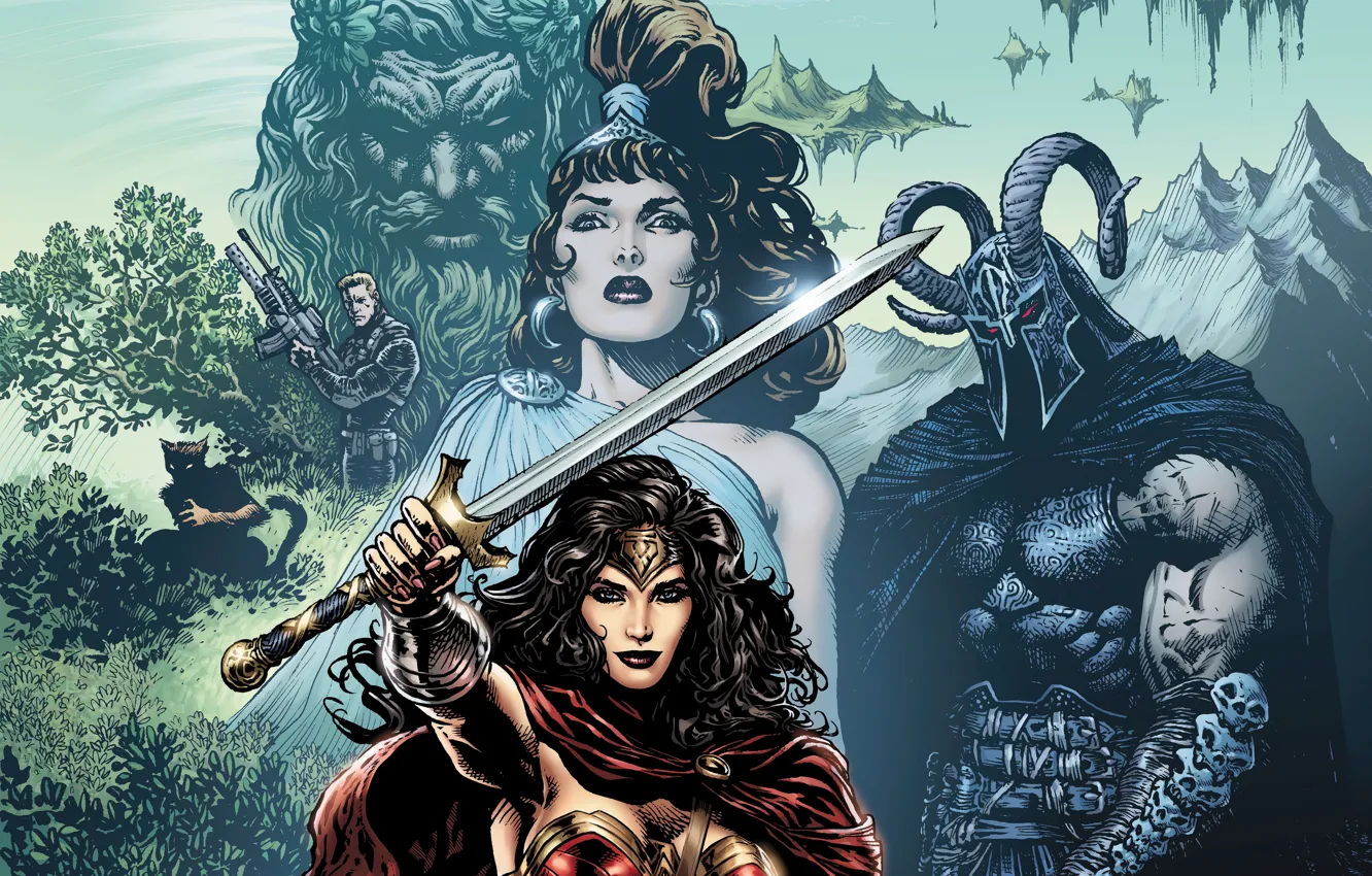 Фото обои Wonder Woman, DC Comics, Диана, Diana, Чудо-женщина, Амазонка