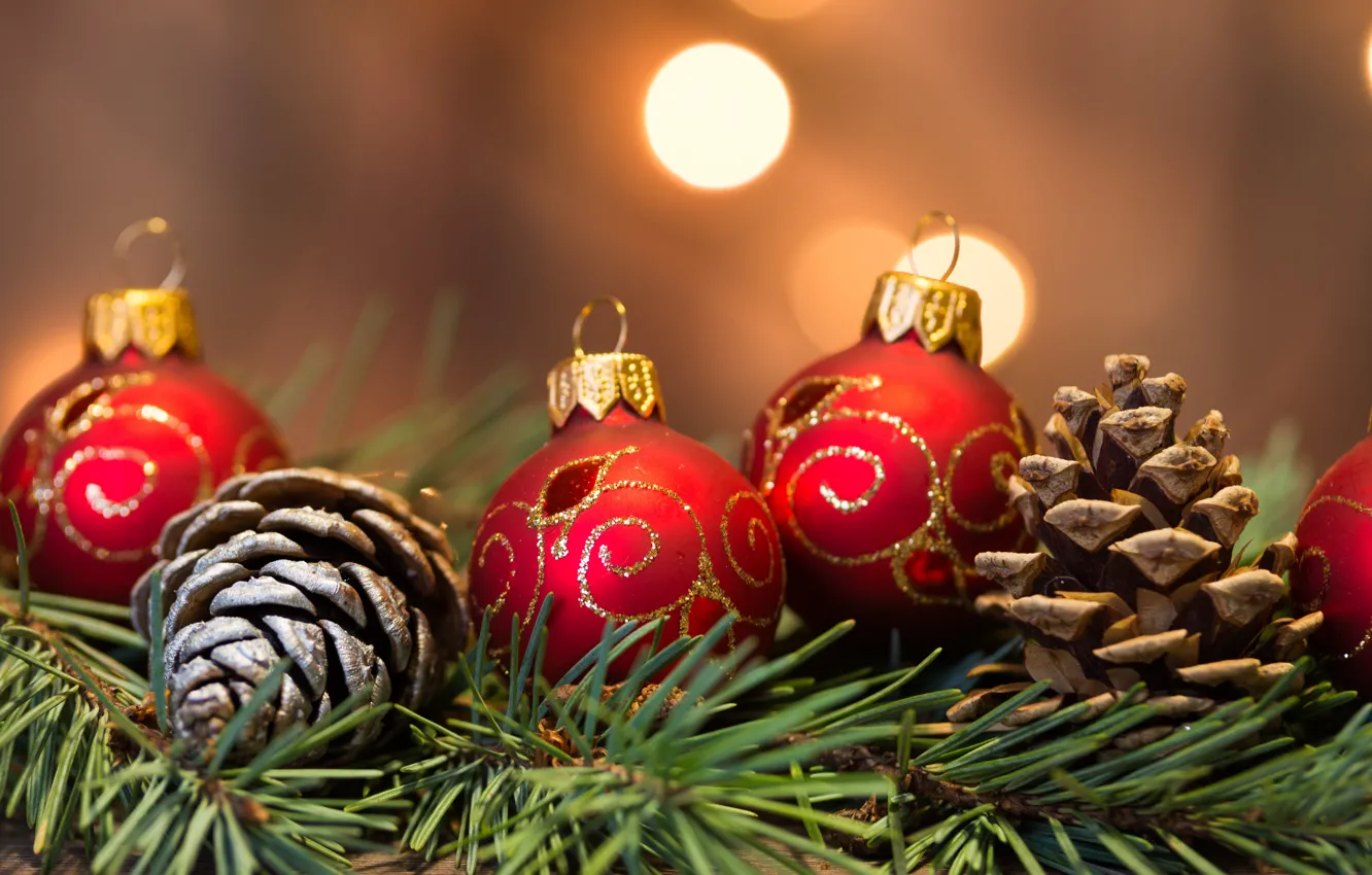 Фото обои украшения, шары, елка, Новый Год, Рождество, подарки, happy, Christmas
