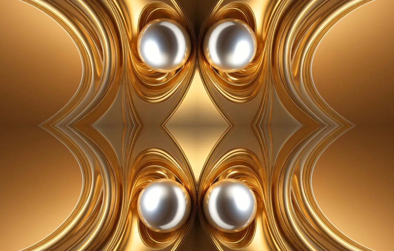 Фото обои gold, design, silk, pearls