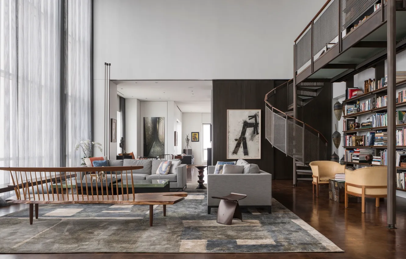 Фото обои интерьер, Чикаго, библиотека, гостиная, by Wheeler Kearns Architects, Residence for Two Collectors
