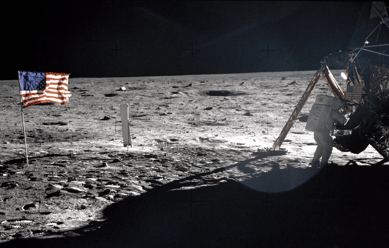 Фото обои космонавт, Луна, moon, астронавт, высадка, apollo